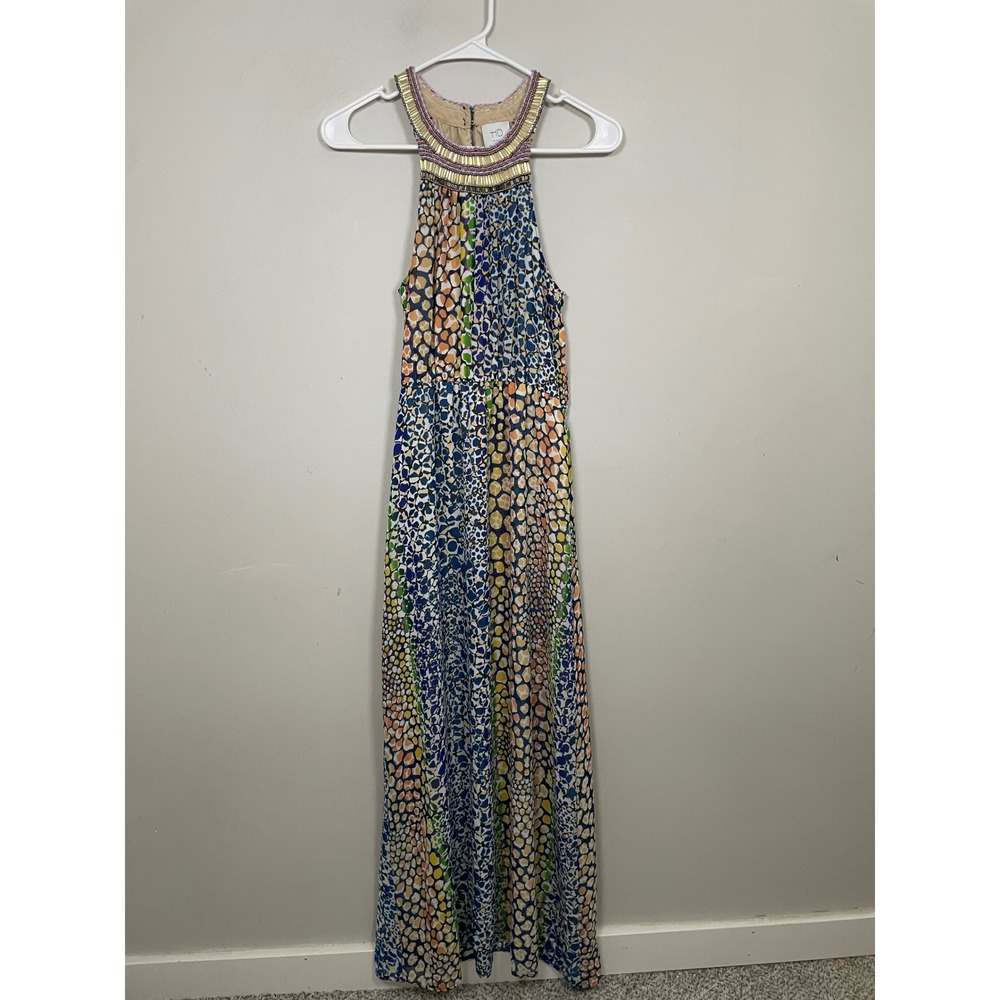 Anthropologie HD in Paris Mayacamas Beaded Maxi Dress Size 0 Wedding Guest Beach - Picture 2 of 10